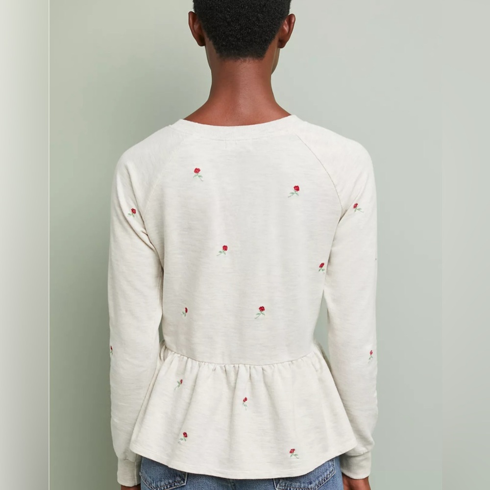 Anthropologie Rosebud Peplum Sweatshirt New T.La - Picture 3 of 7